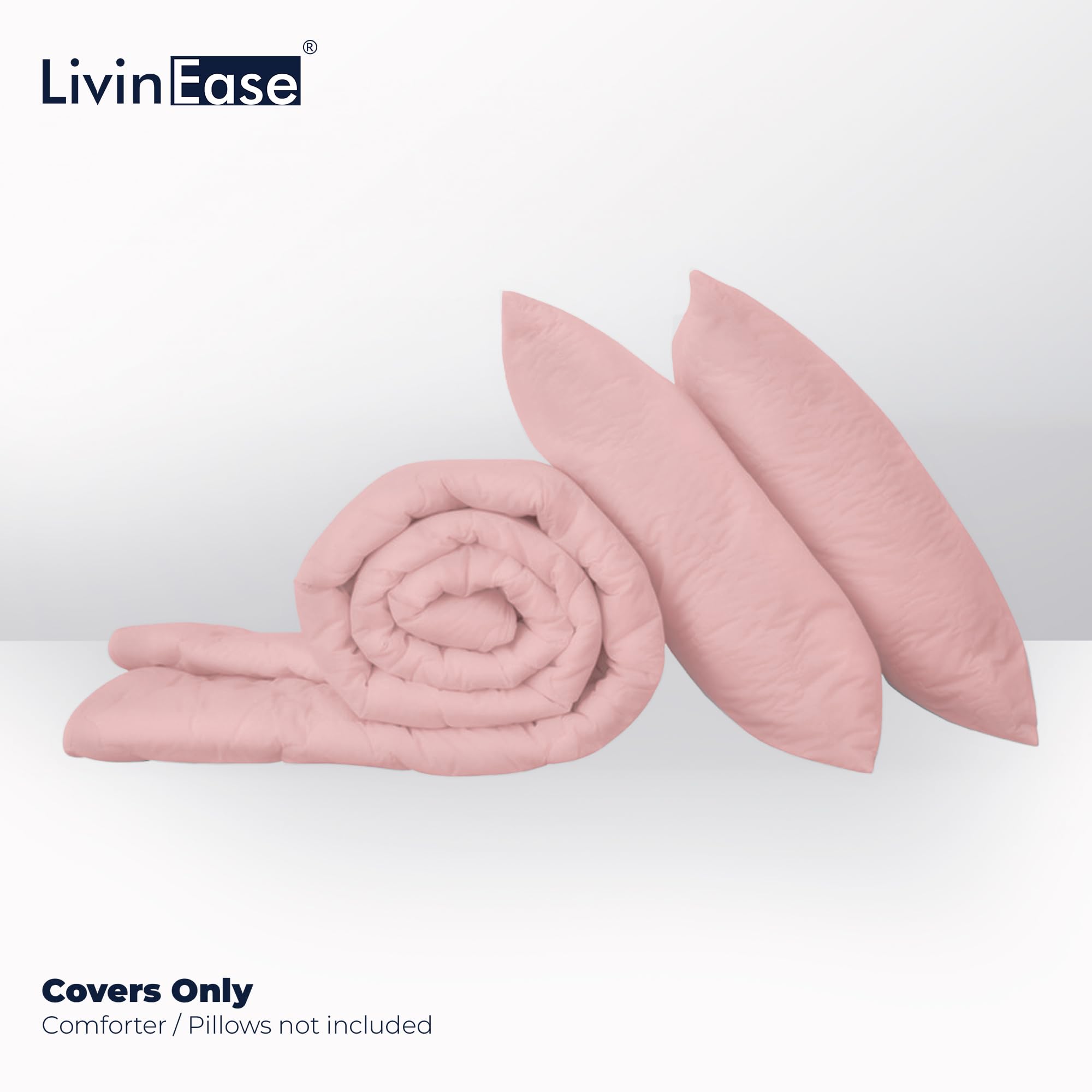 LivinEase Set Copripiumino Singolo - Copripiumino 135x200 cm con 1 Federa 80x80 cm in Microfibra Monocromatico in Colori Solid Dyed, Morbido ed Ipoallergenico (Rosa)