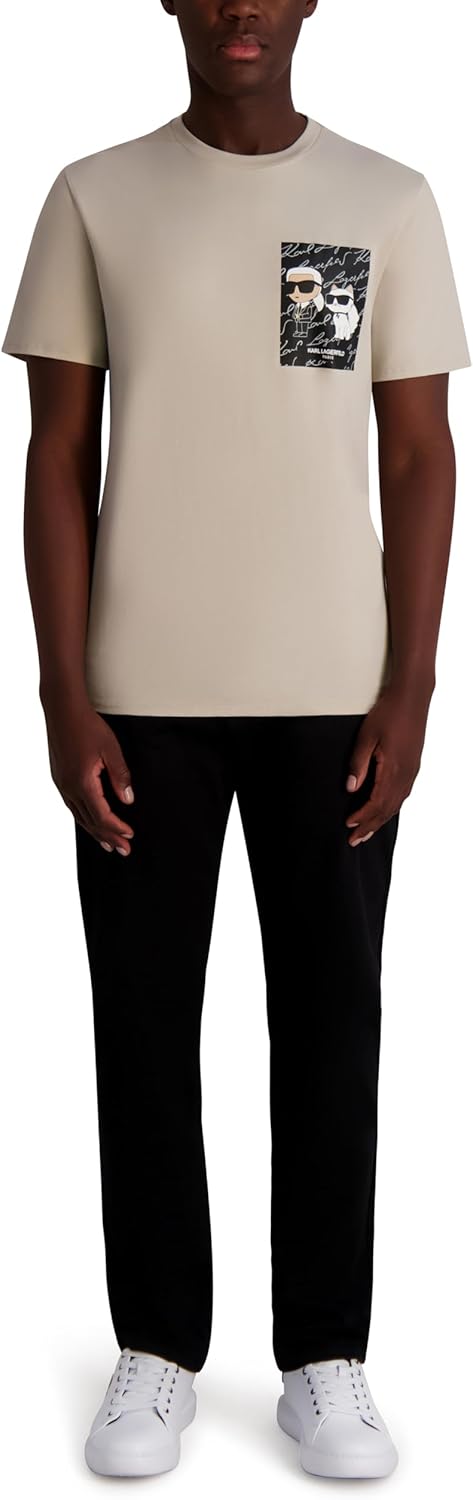 Karl Lagerfeld Men's Short Sleeve Crewneck Choupette Karl Graphic Design T-Shirt