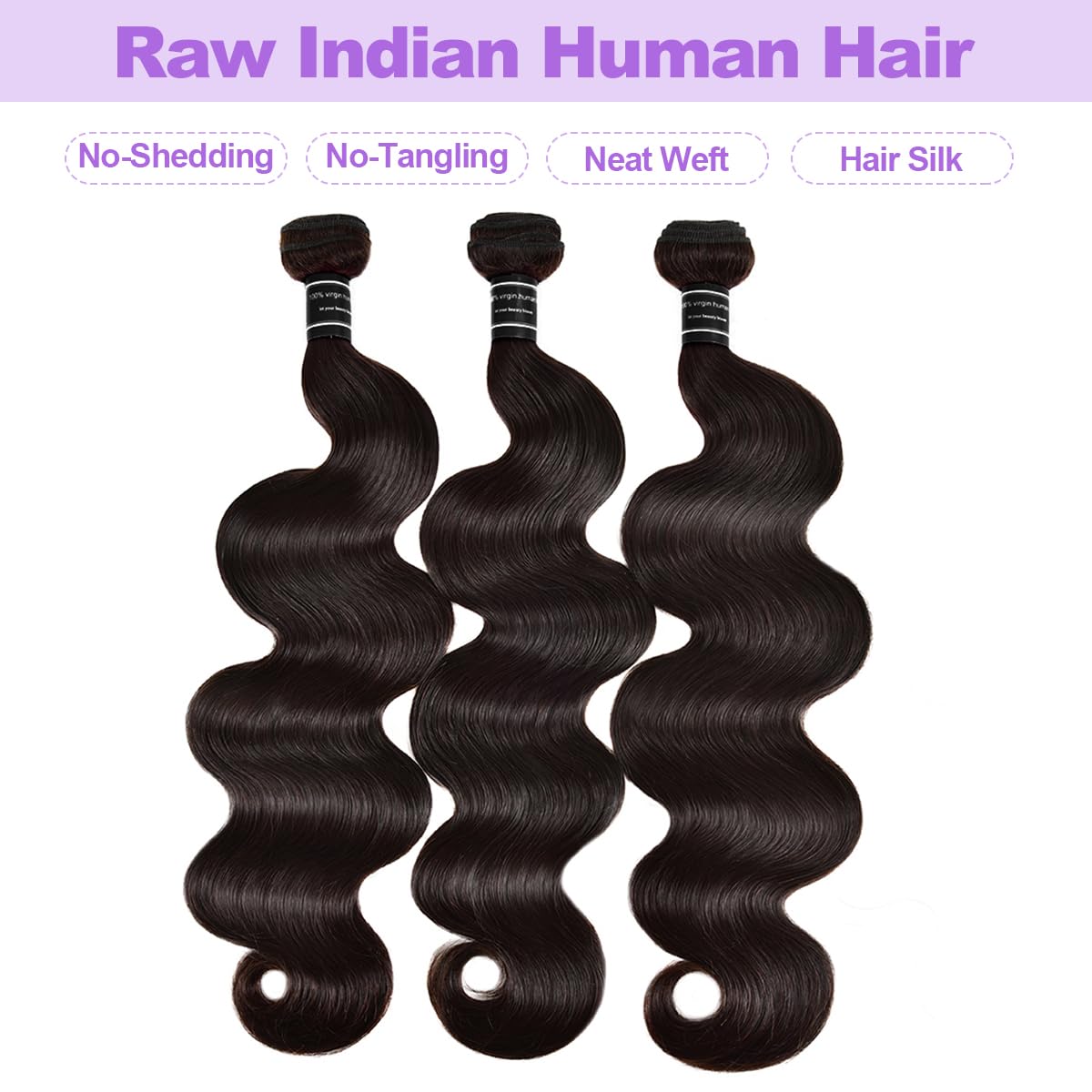 12A Human Hair Bundles Body Wave 3 Bundles Human Hair 16 18 20 Inch 100% Unprocessed Brazilian Body Wave Human Hair Extensions Real Human Hair Double Weft Hair Extensions for Women Natural Black