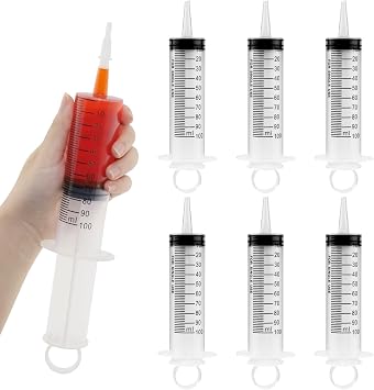 6 Packs Large Plastic Syringe with Measurement for Liquids, Jello shot Party, Medicine Student, Oral, Scientific Labs, Measuring, Dispensing, Home Care 100 ml