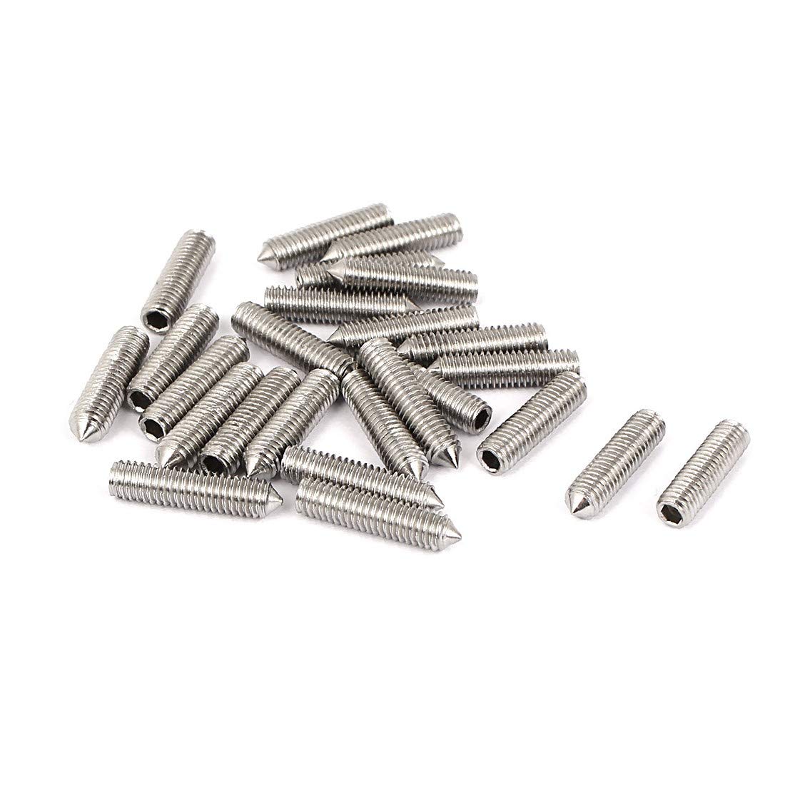 X-DREE M5 x 20mm 304 Stainless Steel Cone Point Hex Socket Set Grub Screw Silver Tone 25 Pcs(M5 x 20mm 304 acciaio inossidabile cono punto esagono incassato Vite grub argento tono 25 pezzi