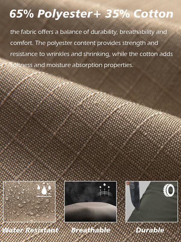 Miniatura 6 de NAVEKULL Pantalones tácticos para hombre, ligeros, antidesgarros, militares, para senderismo, trabajo, con 9 bolsillos