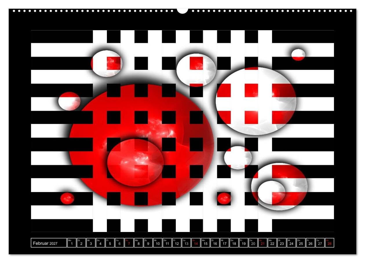 CALVENDO - SCHWARZ, WEIß, ROT (Wandkalender 2027 DIN A2 quer), Monatskalender: Design in schwarz, weiß, rot