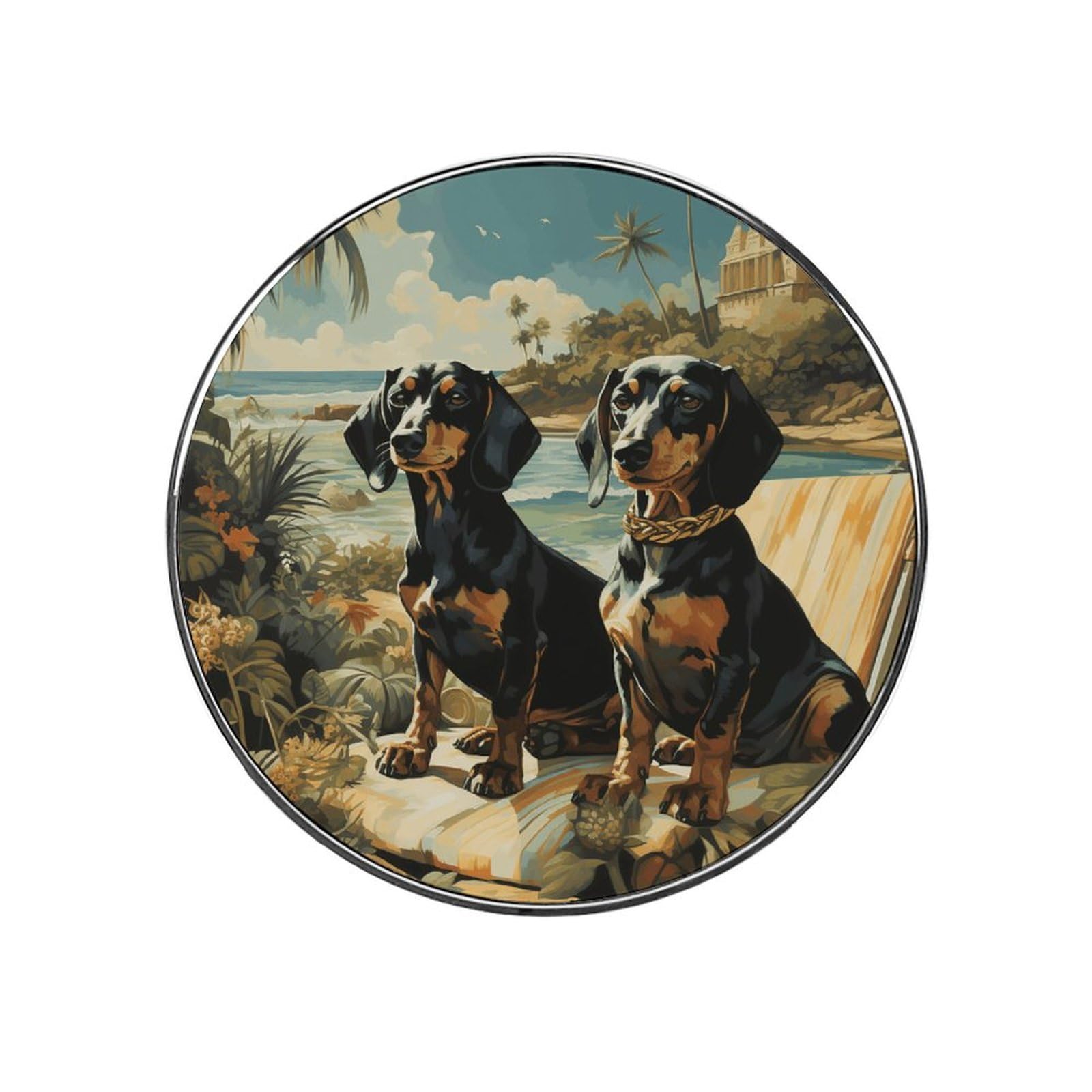 Refrigerator Magnet Dachshund Dog Bento Printing Fridge Magnet Alloy Material,Fun Personalized Refrigerator Sticker Round Decorative Magnet for Whiteboard Kitchen Locker