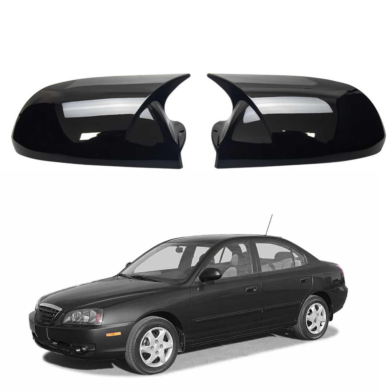 PAPEP Door Mirror Cover Caps for Hyundai Elantra 2005-2009, Left Right Side Wing Rearview Mirror Cover Lid 2 Pieces Exterior Styling Accessory,Glossy black