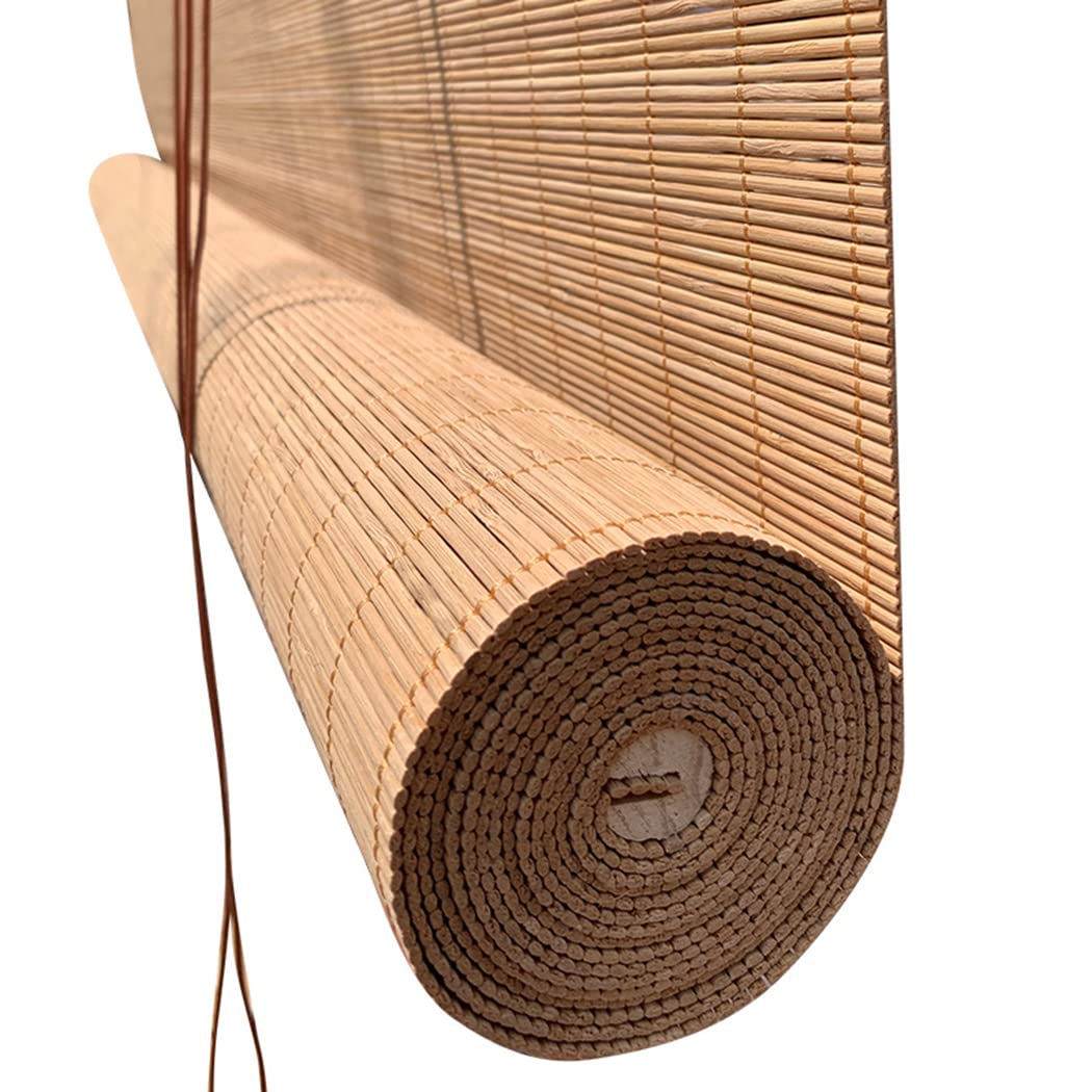 Store à Rouleau en Bambou Rétro Store Enrouleur en Bambou Naturel Stores en Bois Rideau de Confidentialité Occultant Store Bateau à Traction Latérale Résistants aux UV (100×180cm)