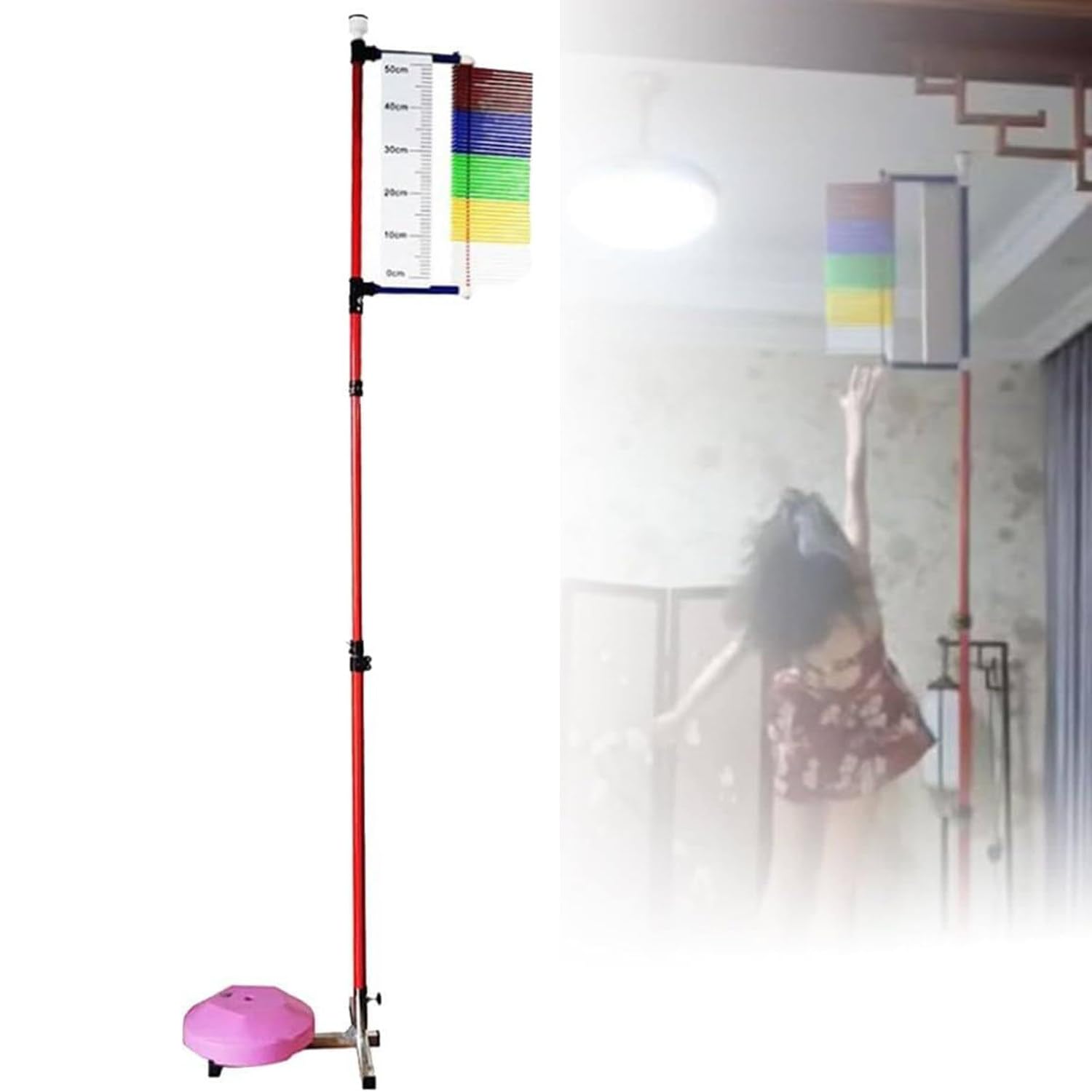 Probador de salto vertical, herramienta de medición de salto para jugadores de baloncesto, dispositivo de entrenamiento de salto alto con base estable, soporte de suelo para gimnasio en casa