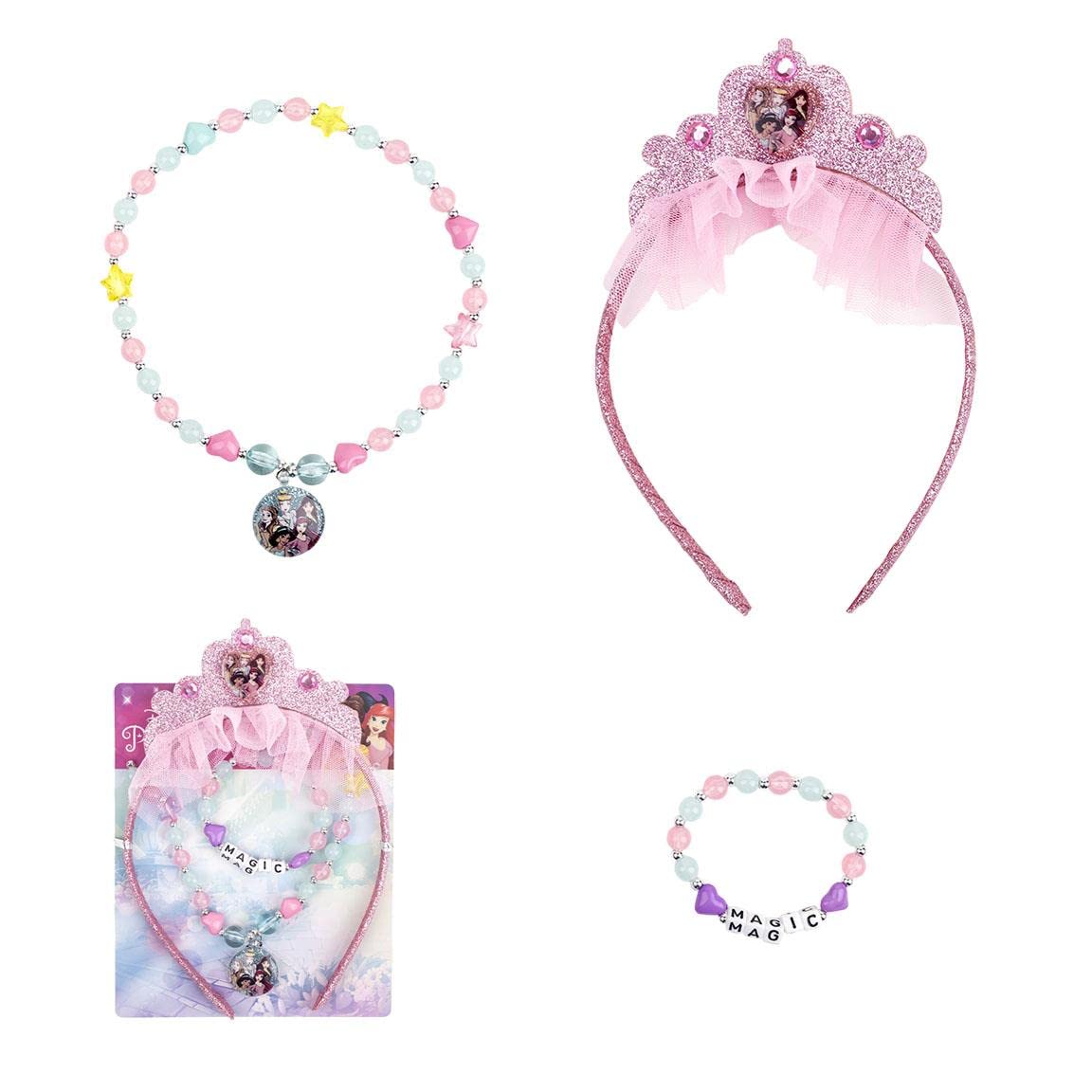 ARTESANIA CERDA Disney Princess Jewellery Dress-Up Gift Set for Girls - Necklace, Bracelet and Headband