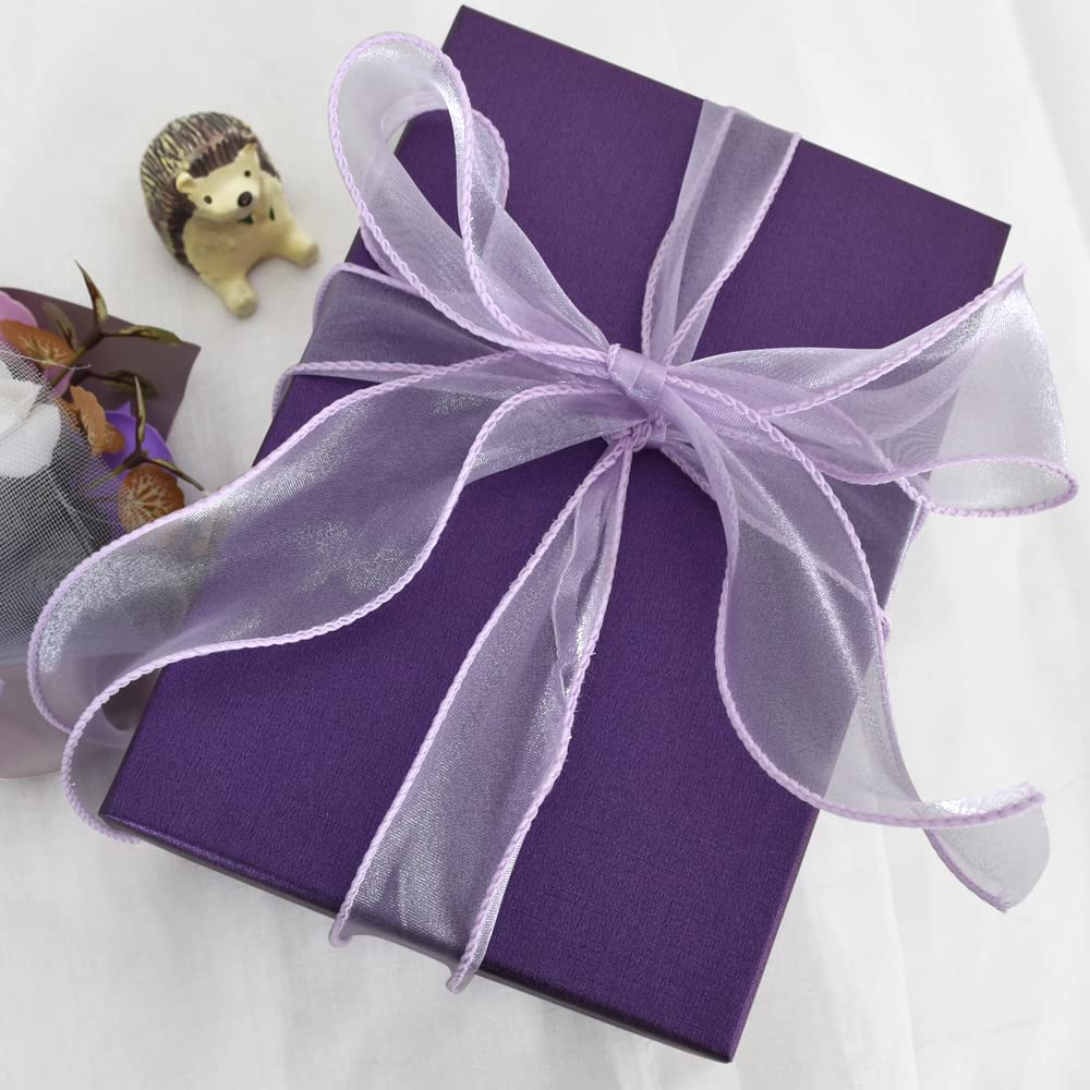 TONIFUL 1-1/2 Inch Wide Light Purple Violet Wired Chiffon Ribbon Sheer Organza Ribbons for Crafts Floral Bouquets Wedding Car Party Decorations Valentine's Day Gift Wrapping Bow Making Tree Wreaths - Image 4