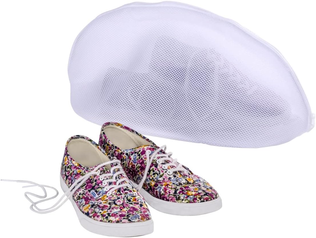 WENKO 73722100 Washing net for Shoes with Zipper, Plastic Polyester, 40 x 23 x 23 cm, White