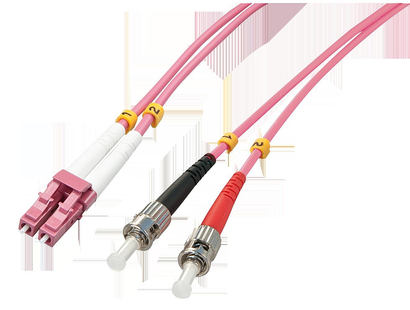 Lindy Duplex Fiber Optic Cable, LC / ST OM4 2m 50/125 Pink