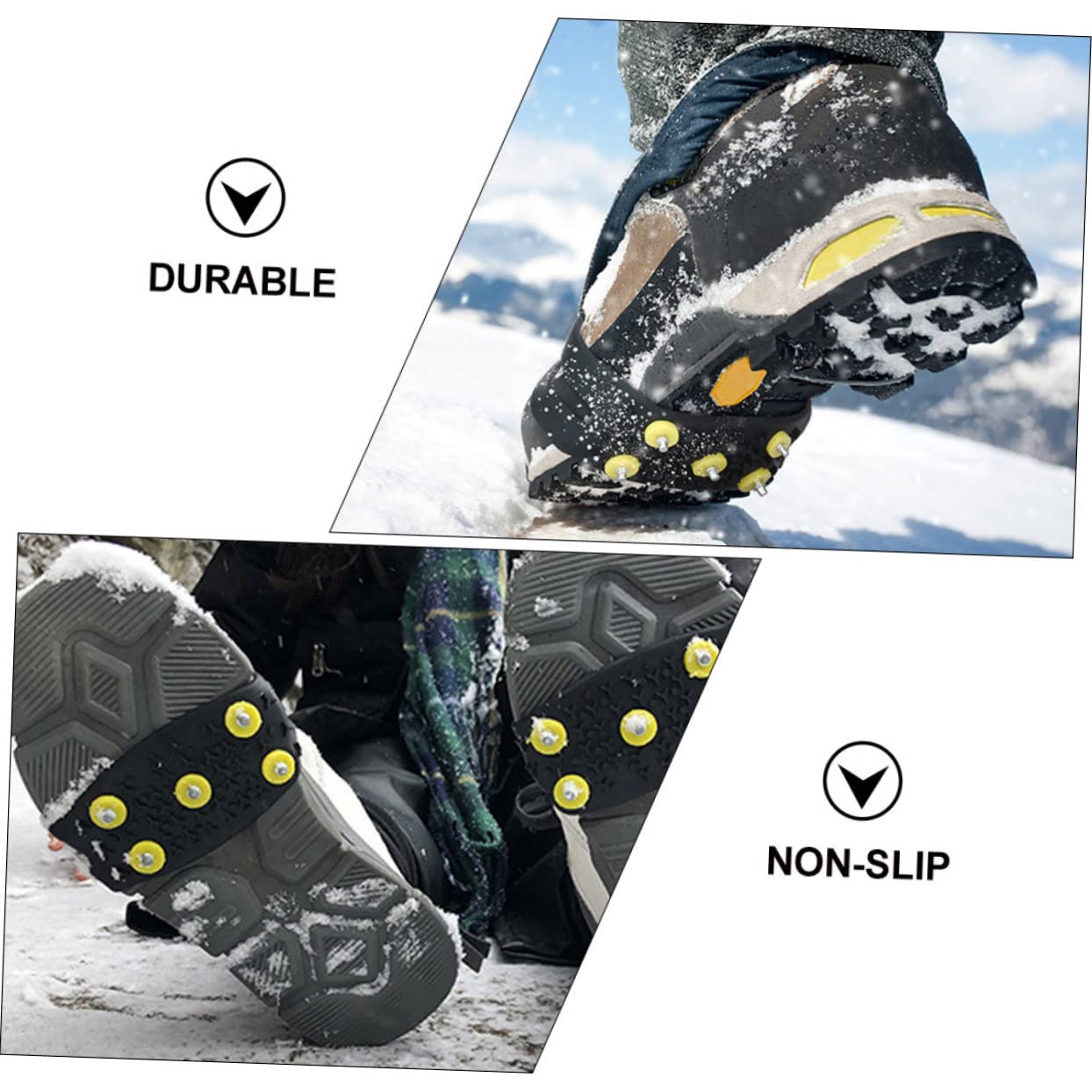 Ramponi per Scarpe Invernali, 2 Paia Tpe Neri per Ragazzo Ragazza | Trazione Antiscivolo su Ghiaccio e Superfici Scivolose, Pieghevoli, per Running e Trekking, Adatti a Scarpe e Stivali