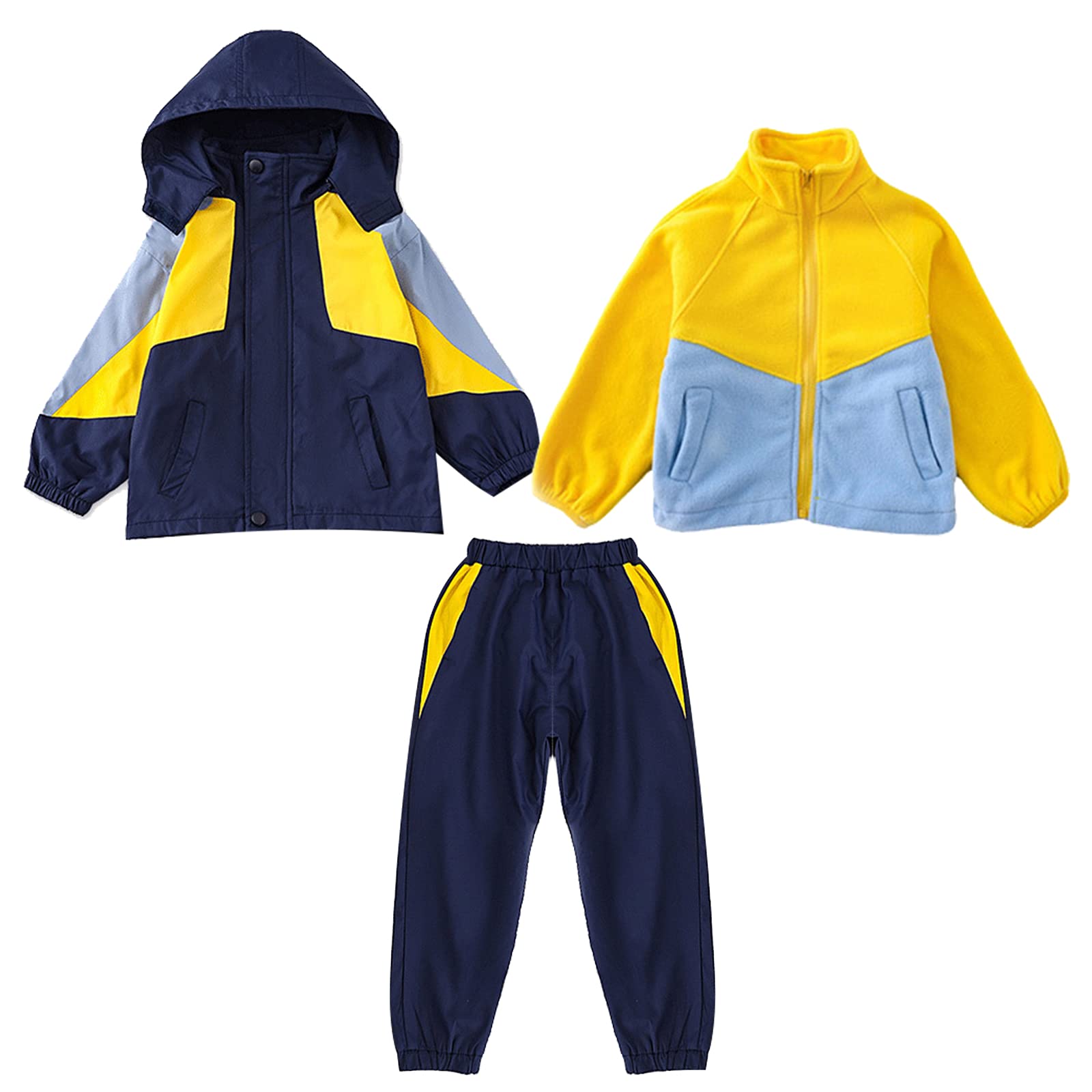 amropi Niños Chándal Chaqueta con Capucha y Forro Polar y Pantalones 3 Piezas Conjunto para 2-14 años