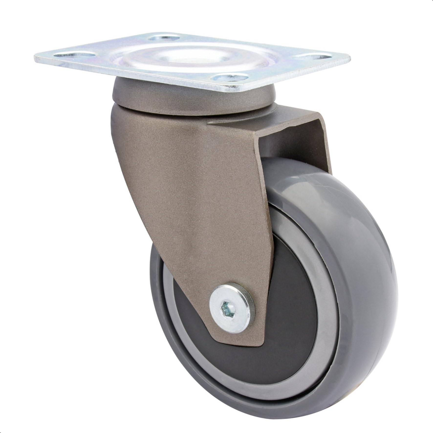 WAGNER design, 3C, swivel castor/furniture castor, grey, soft tread, diameter diameter 75 mm, ball bearing