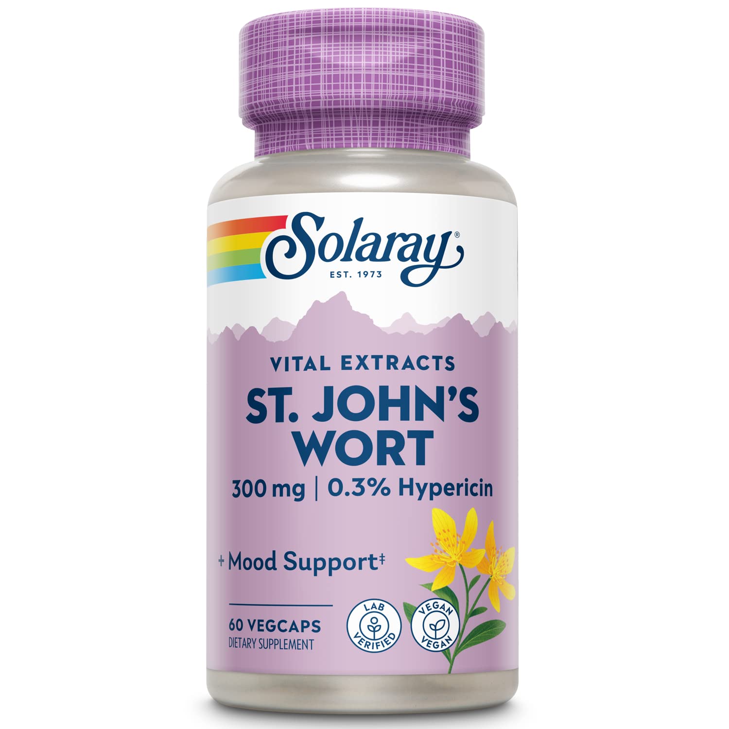 SOLARAY Suplemento Fitoterápico de Erva-de-São-João 300 mg, 0,3% de hipericina, 60 cápsulas
