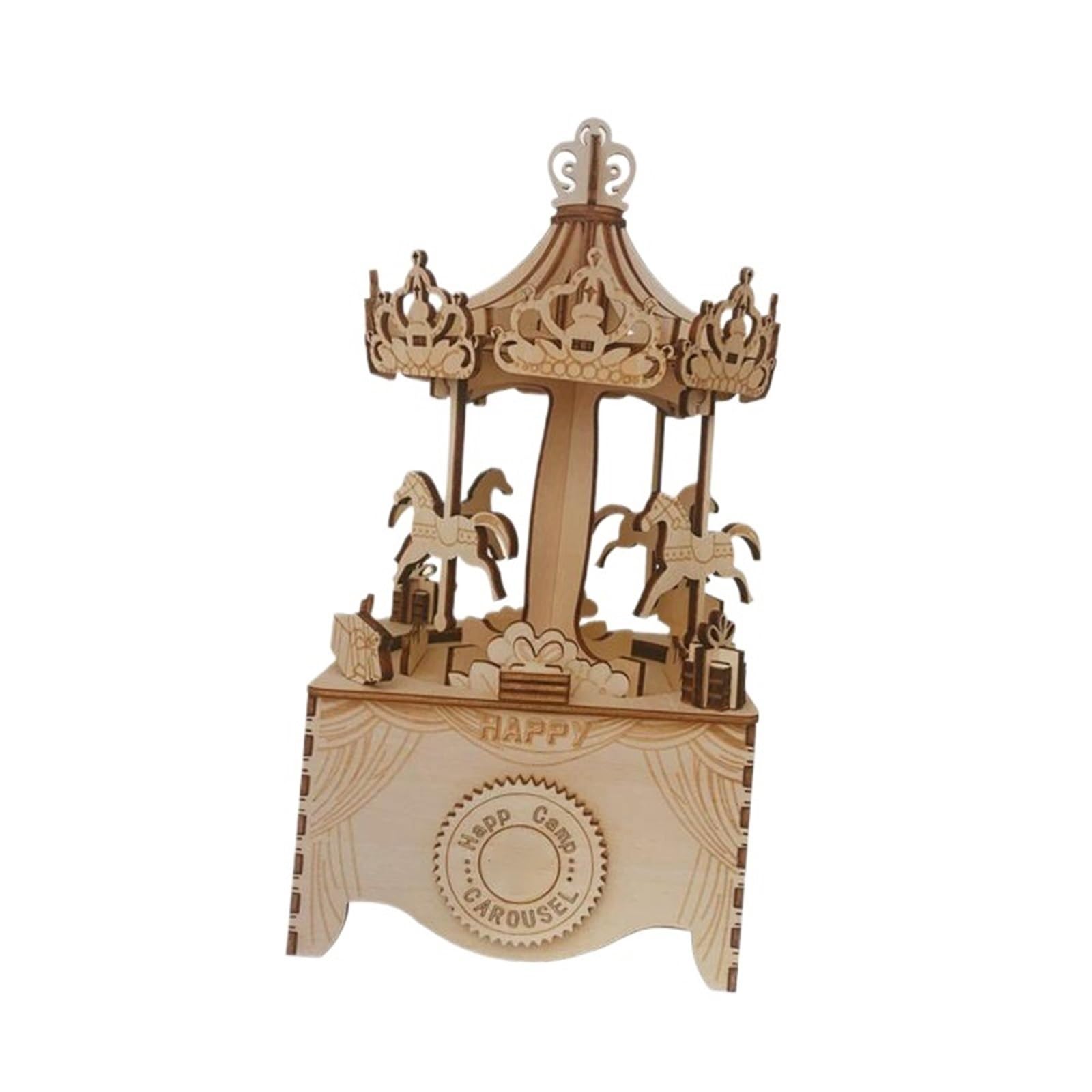 Caja De Música con Diseño De Carrusel, Caja De Música De Madera Ensamblada A Mano, Adornos Artesanales, Regalos Navideños Kits de Caja de música