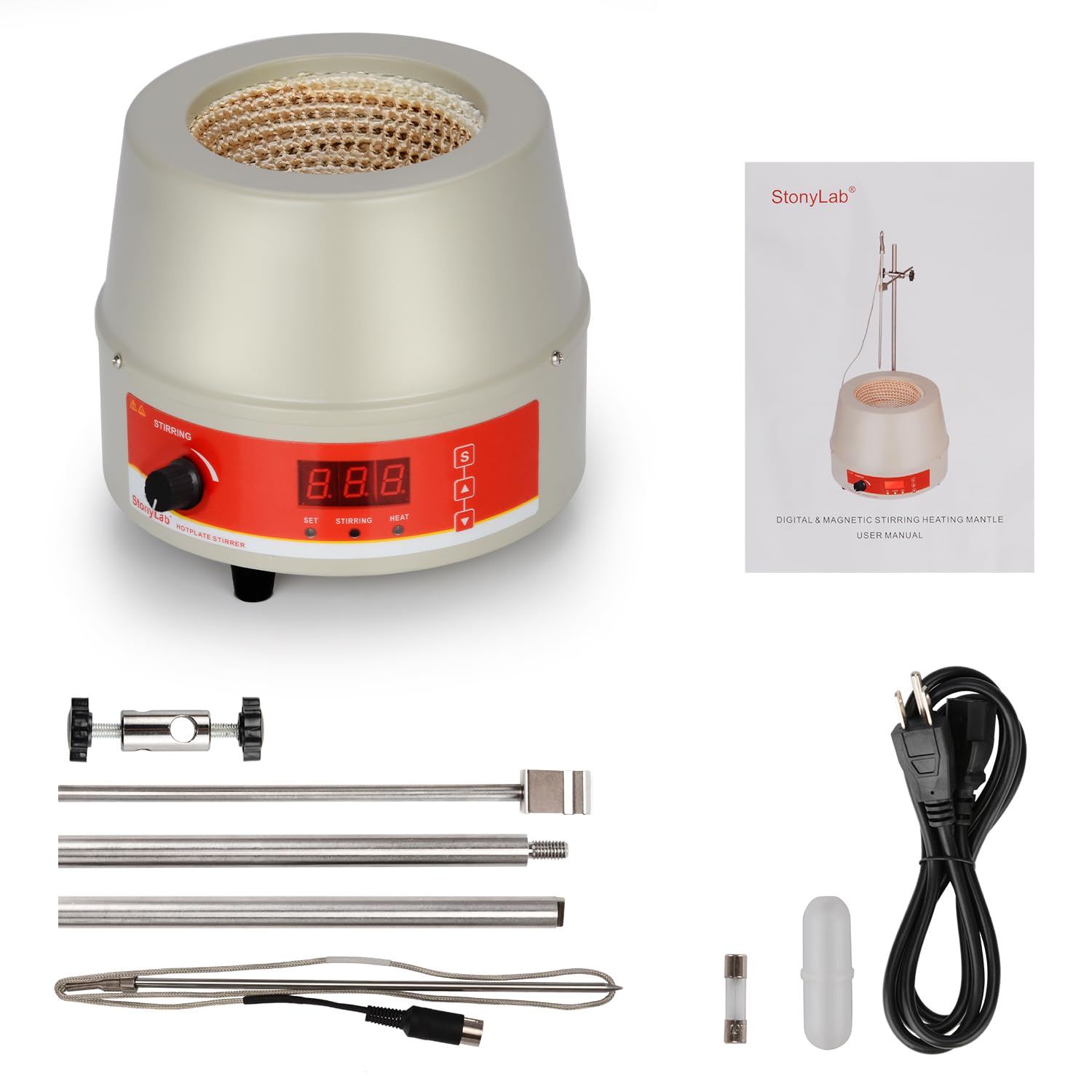 StonyLab Electric Stirring Heating Mantle - Precise Temperature Control -6