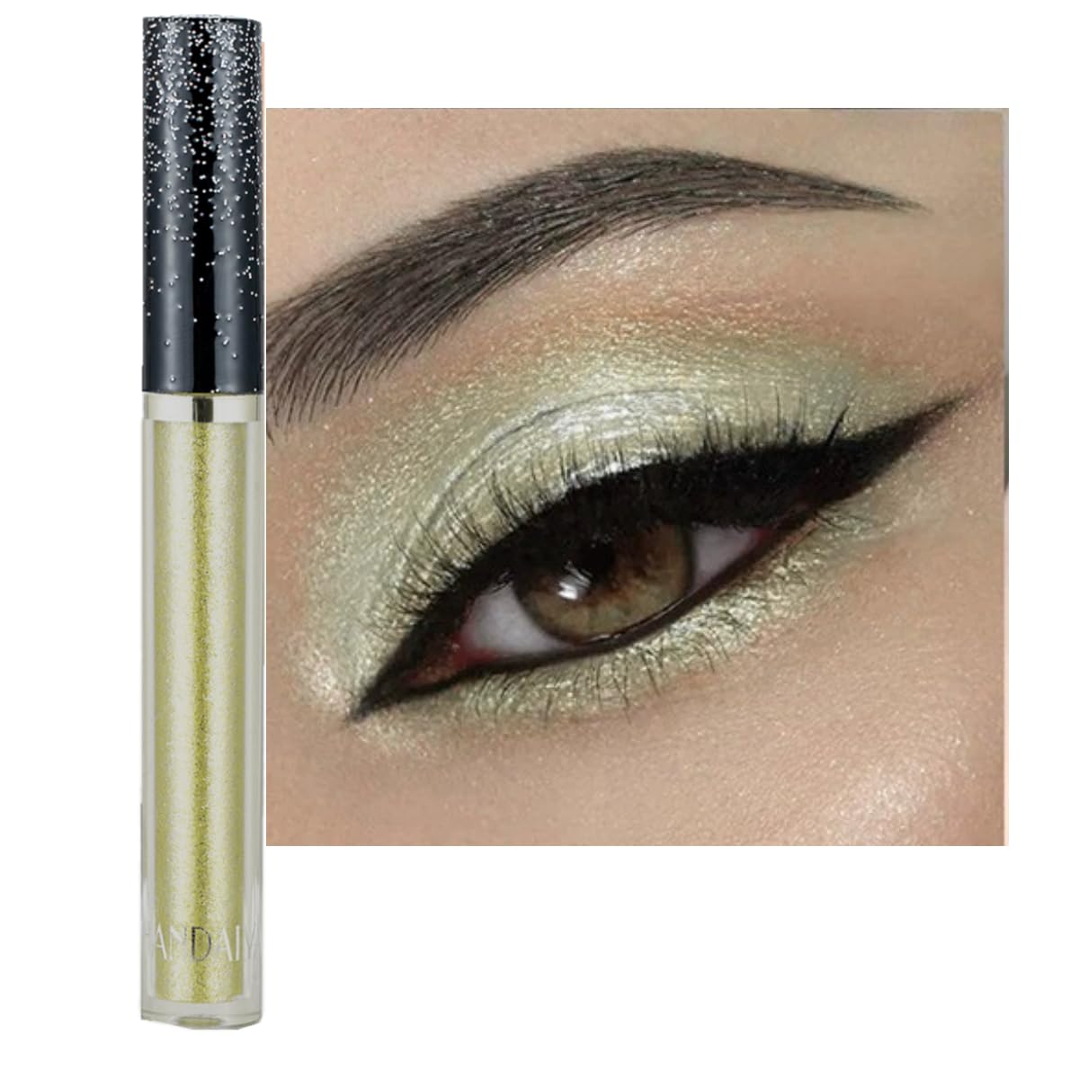 Liquid Eyeshadow Glitter Shining Eye Shadow Makeup Shimmer Long Lasting Quick-Drying (Metallic Gold) Glitter-A Metallic Gold