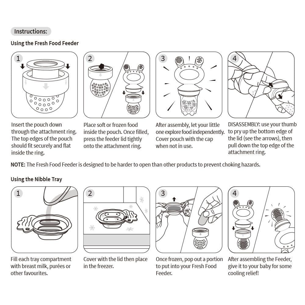 haakaa Mini Kit Freeze and Feed per Frutta e Alimenti+Vassoio Mini Freezer, Stampi per Ghiaccioli al Latte Materno per Dare Sollievo al Bambino, Alimentatore in Silicone /4+ Mesi (BLUSH)