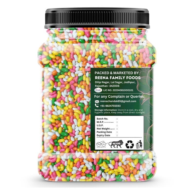 Image of MEWA KRUNCH Sugar Coated Saunf 1 kg | Sweet Colourful Fennel Seeds Mukhwas | Multicolour Saunf Mouth Freshener | Cake Decoration Saunf | After Meal Digestive Candy | Jar Pack