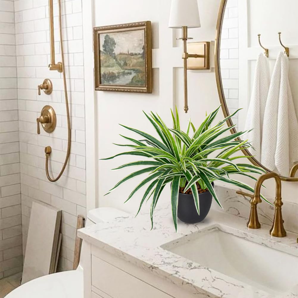 Oairse Piante artificiali da interno in vaso 33 cm pianta ragno finto decorativo piante in vaso finte realistiche finto clorofito comosum pianta da casa per casa bagno decorazione cucina