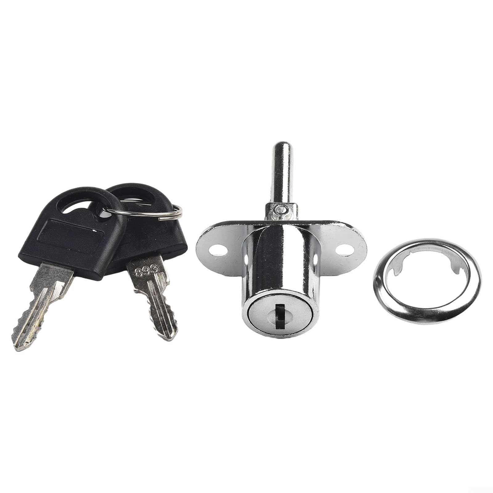 Zinc Alloy Desk Drawer Lock With Two Keys For Filing Cabinets Pedestal Units Office Or Home Furniture Fixed Buckle Prevents Swinging Stable Lever(Silver 19mm)