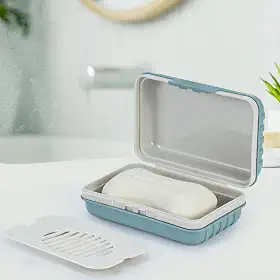Suporte de sabão em barra de viagem caixa de sabão recipiente de sabão azul