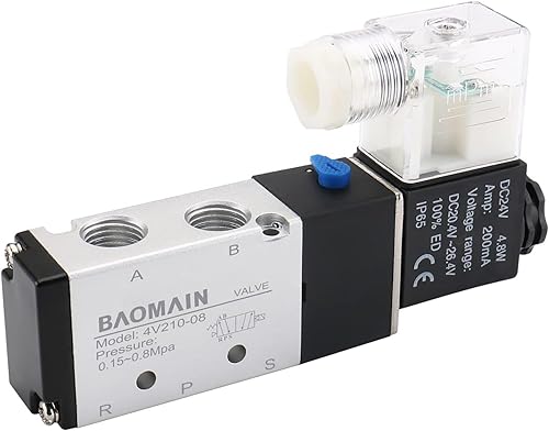 Baomain válvula solenoide 4V210-08 DC 24V 2 posición 5 vías PT14 internamente piloto actuar solo tipo aire neumático control eléctrico