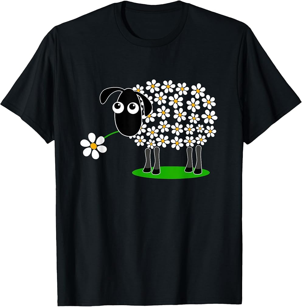 Cute Sheep with Flower Wool t-Shirt for Girls and Mum T-Shirt
