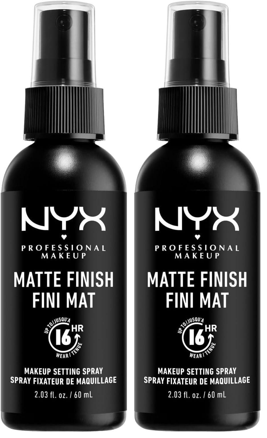 NYX Professional Makeup Setting Spray, Langanhaltende Textur, Fixierendes Spray, Leichte, vegane Formel, Matte Finish, 60 ml (Packung mit 2)