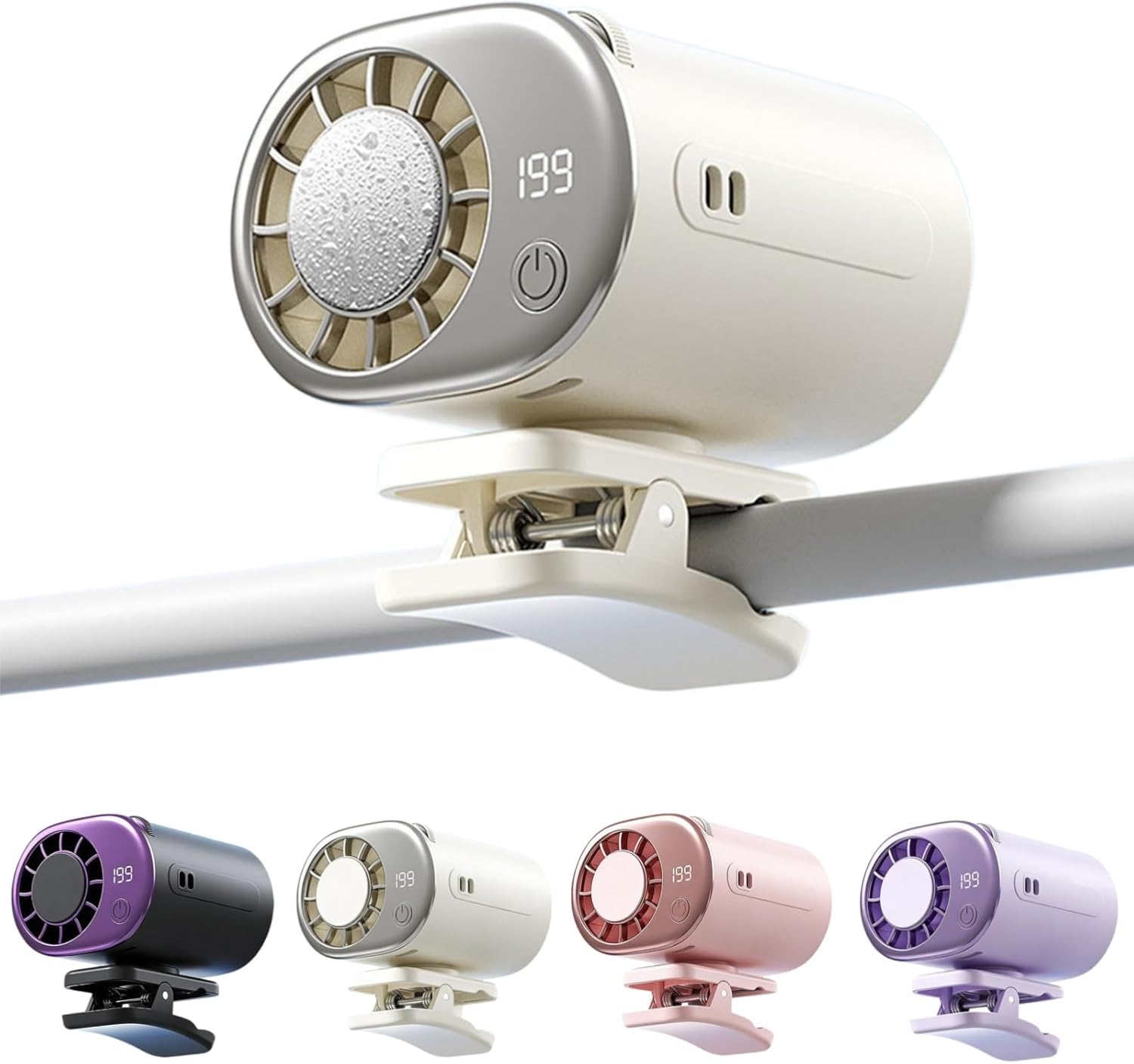 SDYAYFGE Car Fans That Blow Cold Air, 199 Speeds Small Portable Air Conditioner, 360° Rotation Clip On Fan Camping,White