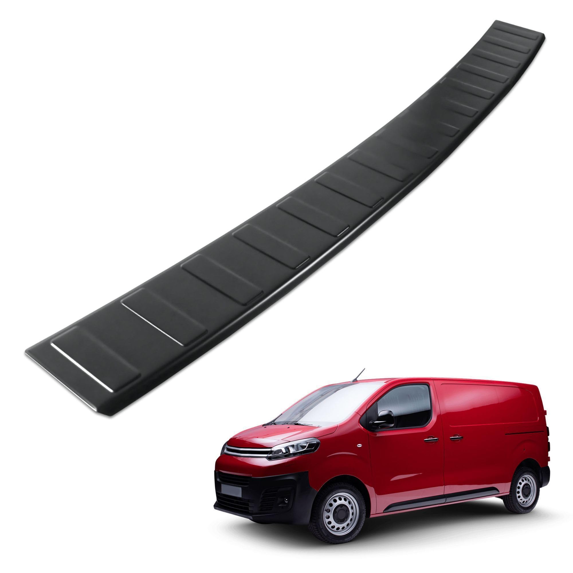 CHROMEMASTER| Protection de Pare-Chocs arrière | Compatible avec Citroen Jumpy 2016- | Acier Inoxydable Peint en Noir, Mat | Protection de seuil de Coffre pour protéger Votre Voiture des Rayures