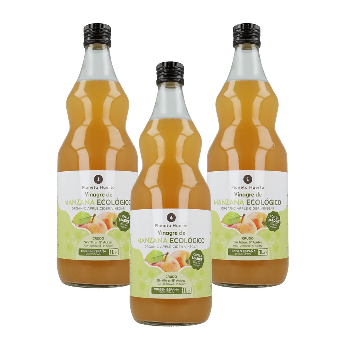 Pack 3x Vinagre de Manzana ECO Crudo Sin Filtrar con la Madre 1L