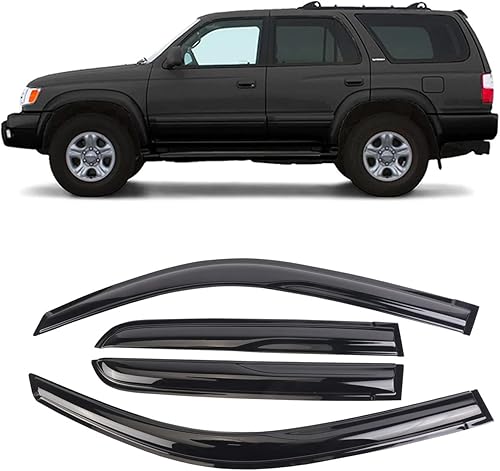 Protectores de lluvia negros para ventana de montaje exterior compatibles con Toyota Tacoma 2016-2023 doble cabina, deflectores duraderos para