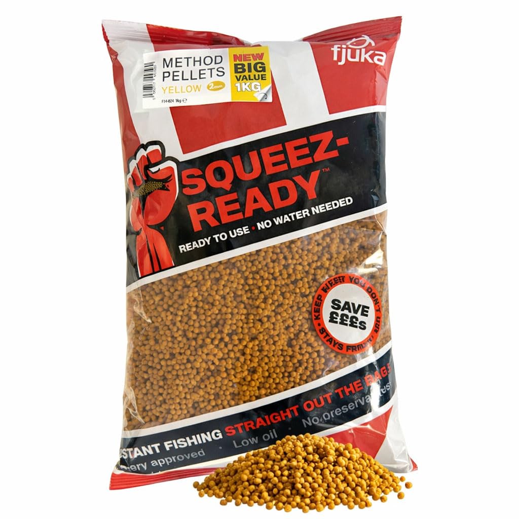 Fjuka Yellow Squeez-Ready Method Pellet 1kg | Ready-prepped 2mms | Carp, F1s, tench, bream