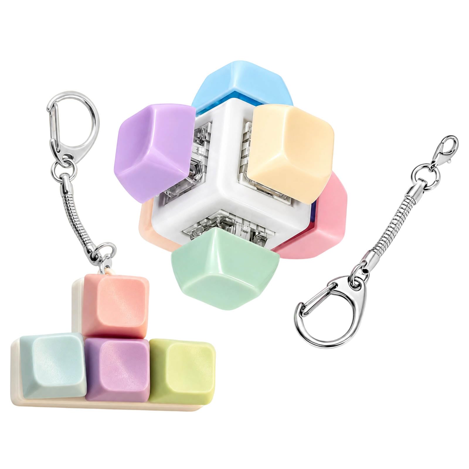 2Pcs Keyboard Fidget, Fidget Keyboard, 6-Key and 4-Key Colourful Set, Portable Desk Item for Students and Office Workers, for Classrooms and Meetings