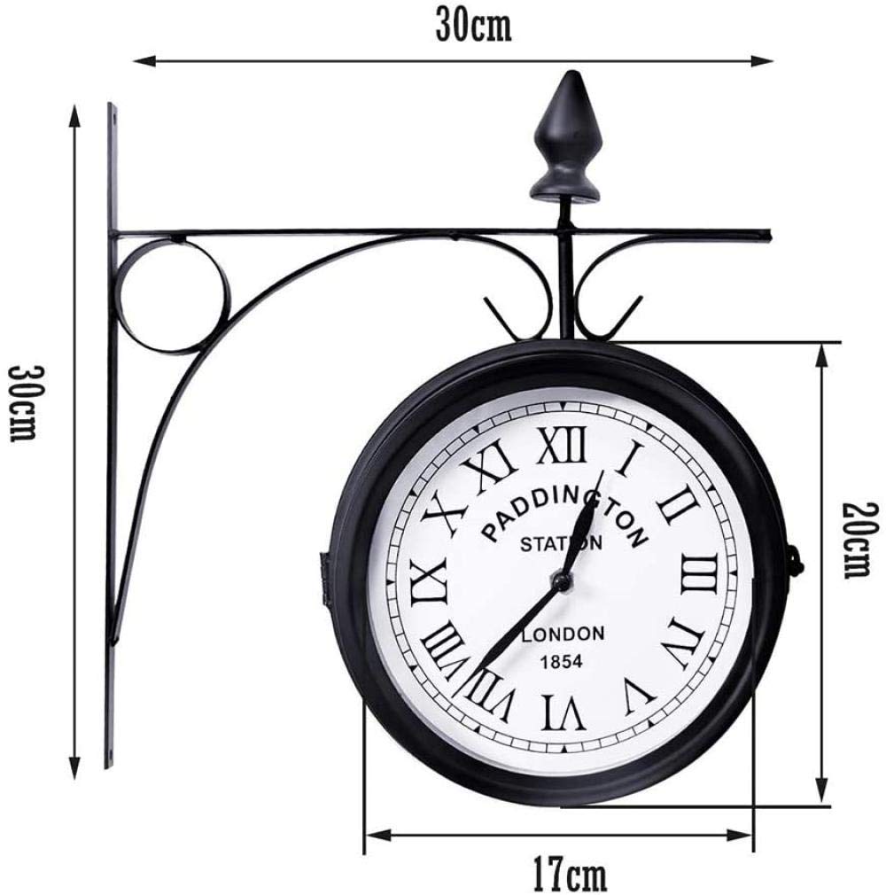 3150CM Dubbelzijdige Wandklok Retro Stand Klok Paddington Station