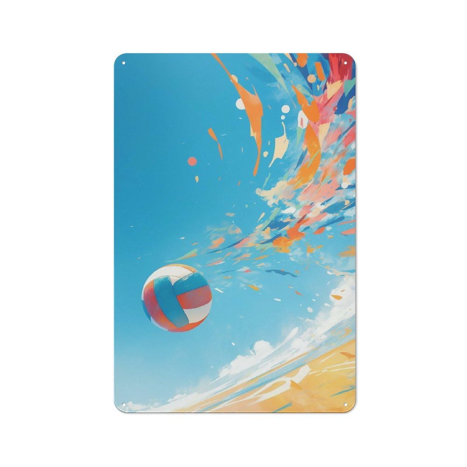 Junmoney Beach Volleyball Splash Tin Wall Plaque 30X20cm With For Dining Room Or Kitchen, For Collectors Decorating Kitchens And Dining Spaces
