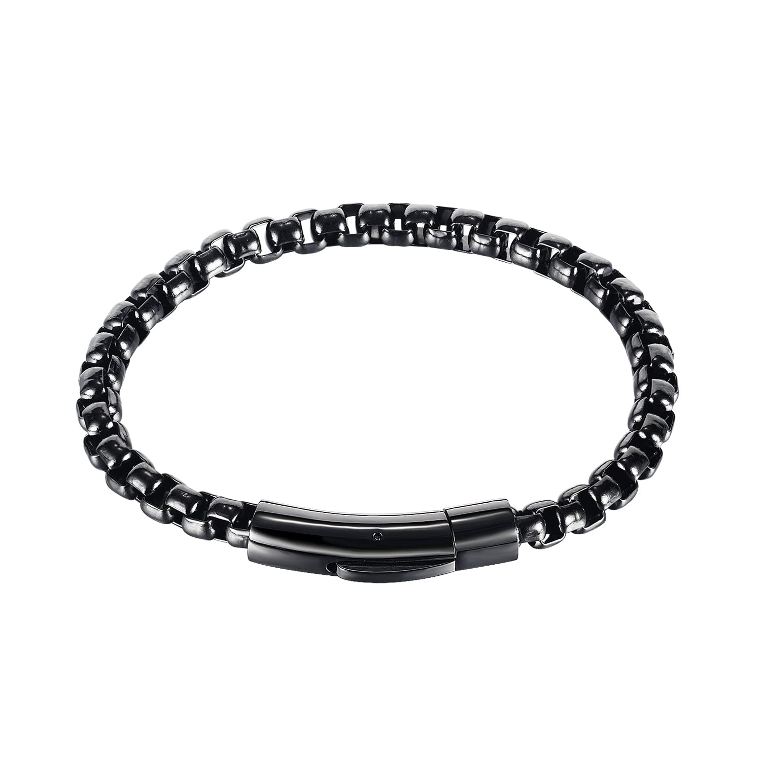 Peora Black Plated Stainless Steel Chain Bracelet Stylish Fashion Design Jewellery Gift for Men & Boys (PX5SB46BL) (B0BT863JGN) Amazon Price History, Amazon Price Tracker