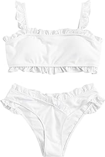 White ruffle swimsuit Clearance