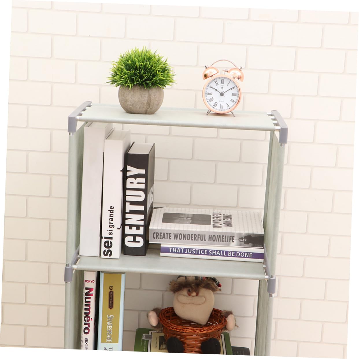 Bibliothèque de bureau en plastique gris – Rangement multicouche pour garçons et filles, idéale pour les dortoirs universitaires et les bureaux à domicile, solution élégante et fonctionnelle