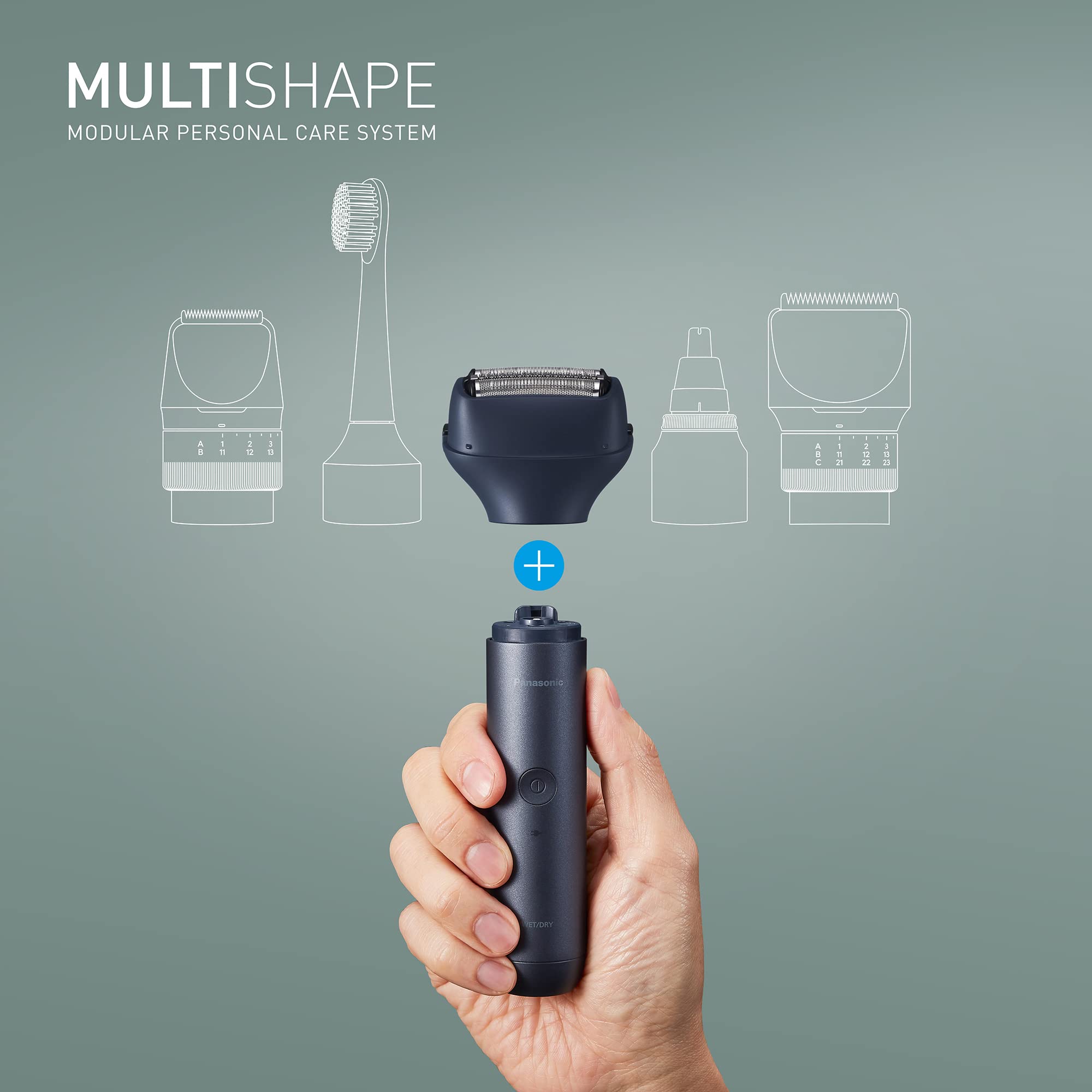 Panasonic MULTISHAPE Modulaire Personnels Soins Système ER-CSF1, Tête de rasoir électrique à 3 lames pour hommes avec batterie rechargeable Li-ion