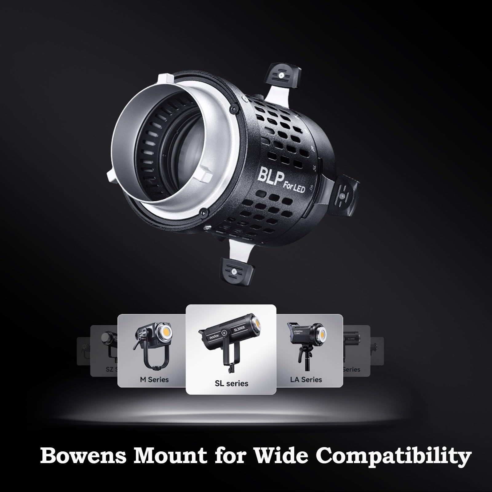 Attacco Di Proiezione Godox BLP Per Luce LED – Supporto Bowens, Attacco EF, Rotazione 360°, Obiettivo 85mm Incluso