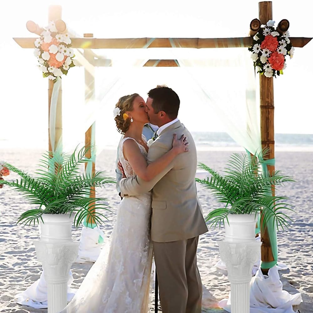 24pack Palm Leaves Branches for Palm Sunday Artificial Plants Fake Palms Frond Tropical Plant for Floral Arrangement Hawaiian Jungle Beach Wedding Party (24, Green)