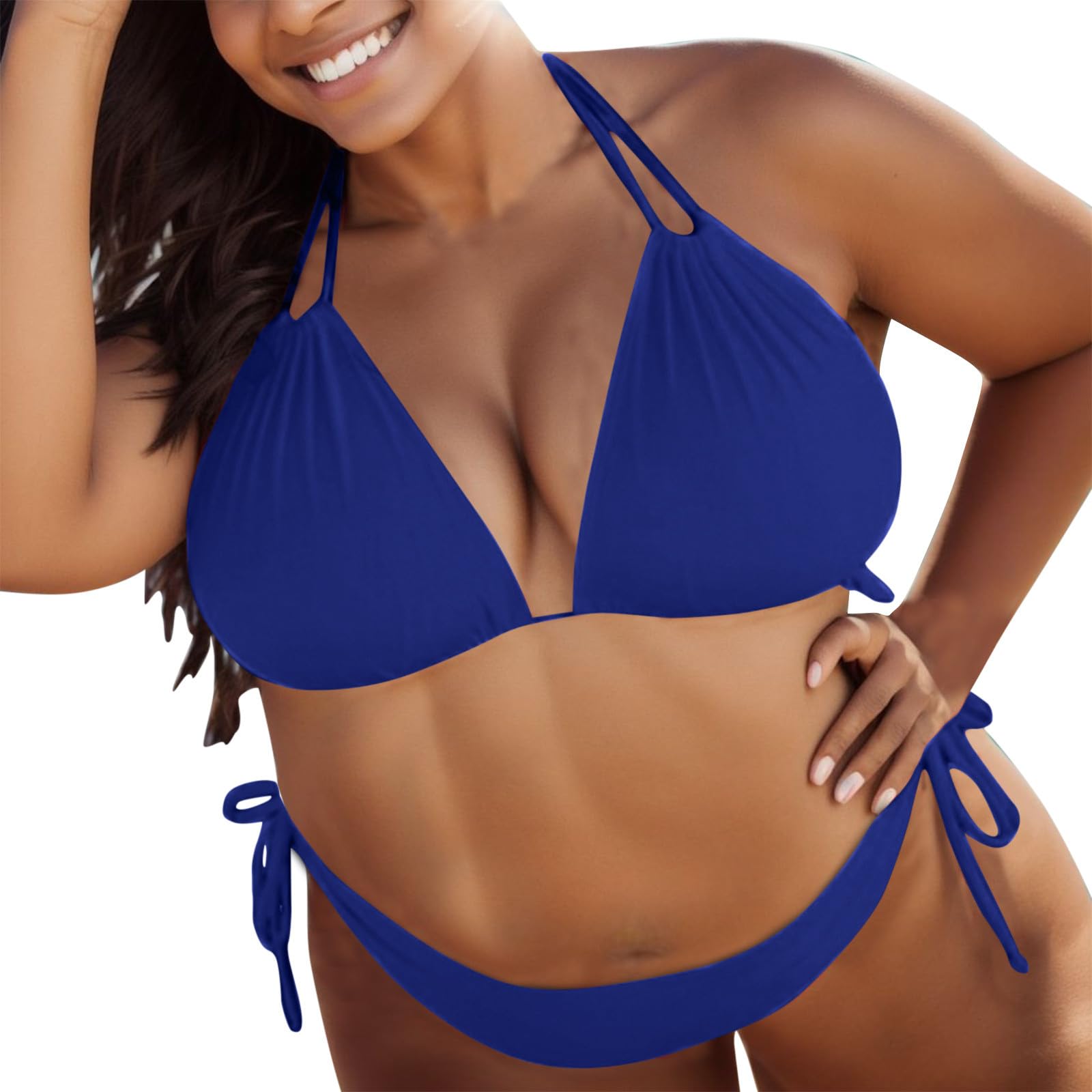 KBOPLEMQ Parte superior de bikini de pechos grandes, bikini para mujer, bikini sexy, parte superior, traje de baño de dos piezas, braguitas triangulares brasileñas, tallas grandes, 2 piezas