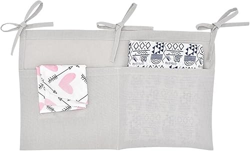 Bolsa de almacenamiento colgante para mesita de noche de bebé, organizador de 2 bolsillos para juguetes de cuna, almacenamiento de pañales para