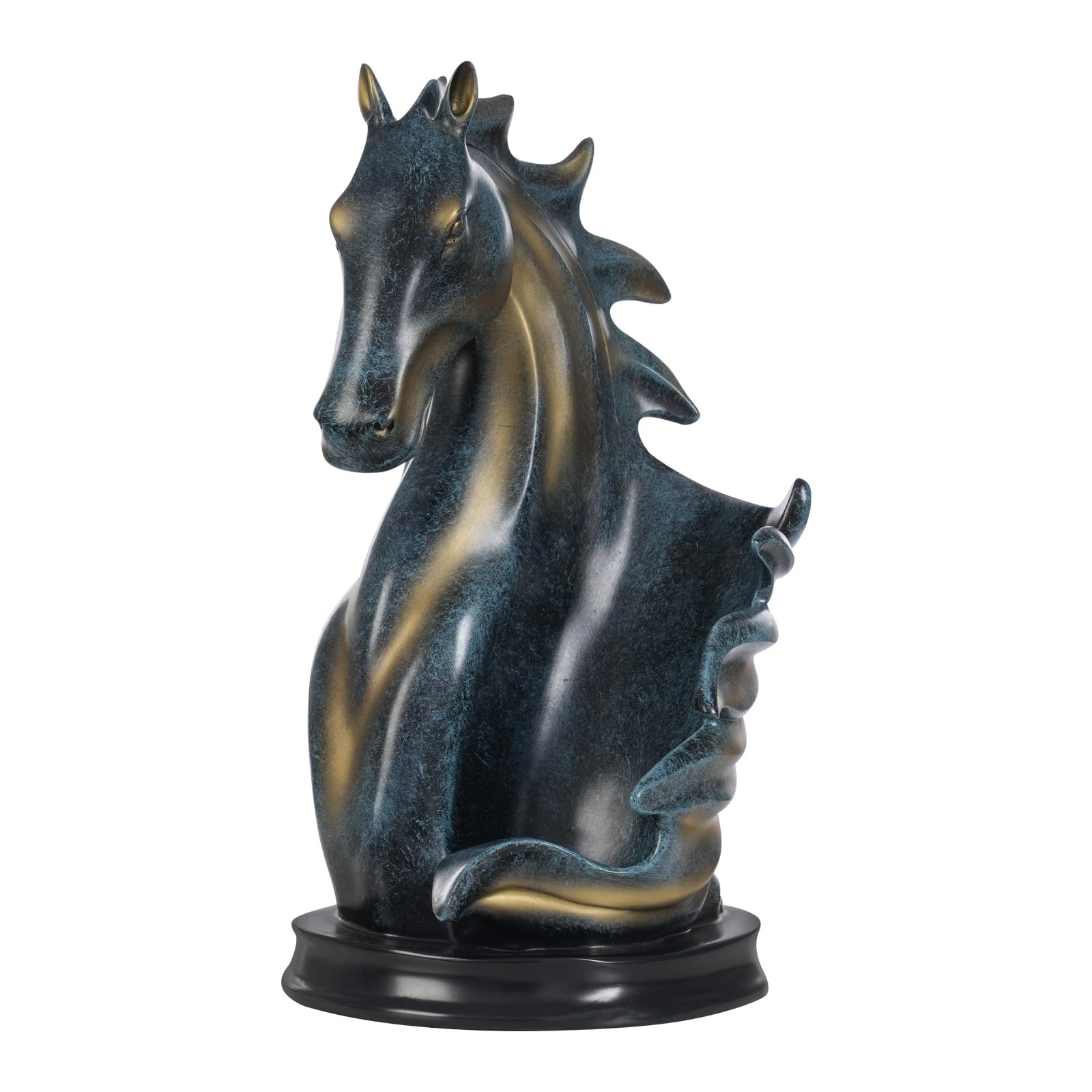 Qsawesxrt Horse Head Wine Rack | Elegant Blue & Gold Decorative Bottle Holder | Luxury Metal Tabletop Display Multifunction Display Rack