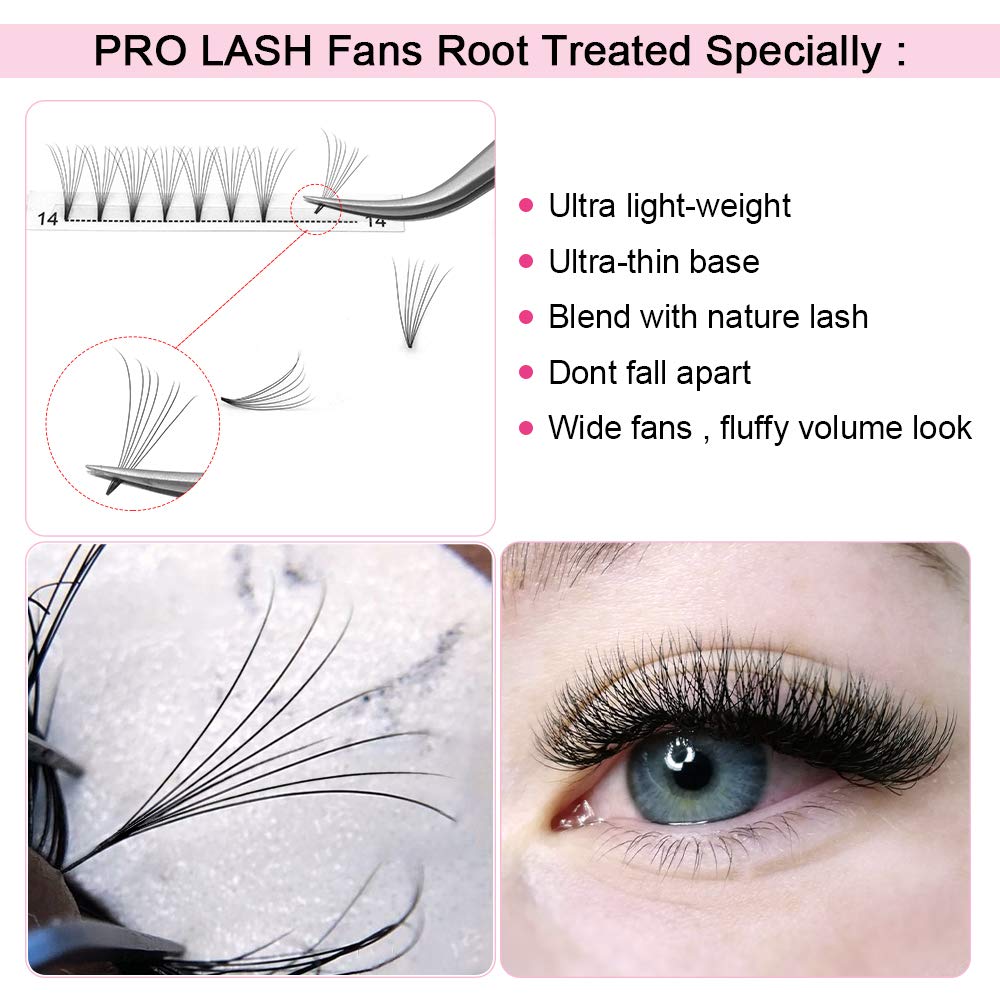Premade Volume Eyelash Extensions 7D-C-0.07-16 Short Stem Premade Fans Eyelash Extensions 9 to 20 mm C D Curl Pre made Lash Fans 3D 5D 7D Volume Lash Extensions .07 .10(16mm - Image 2