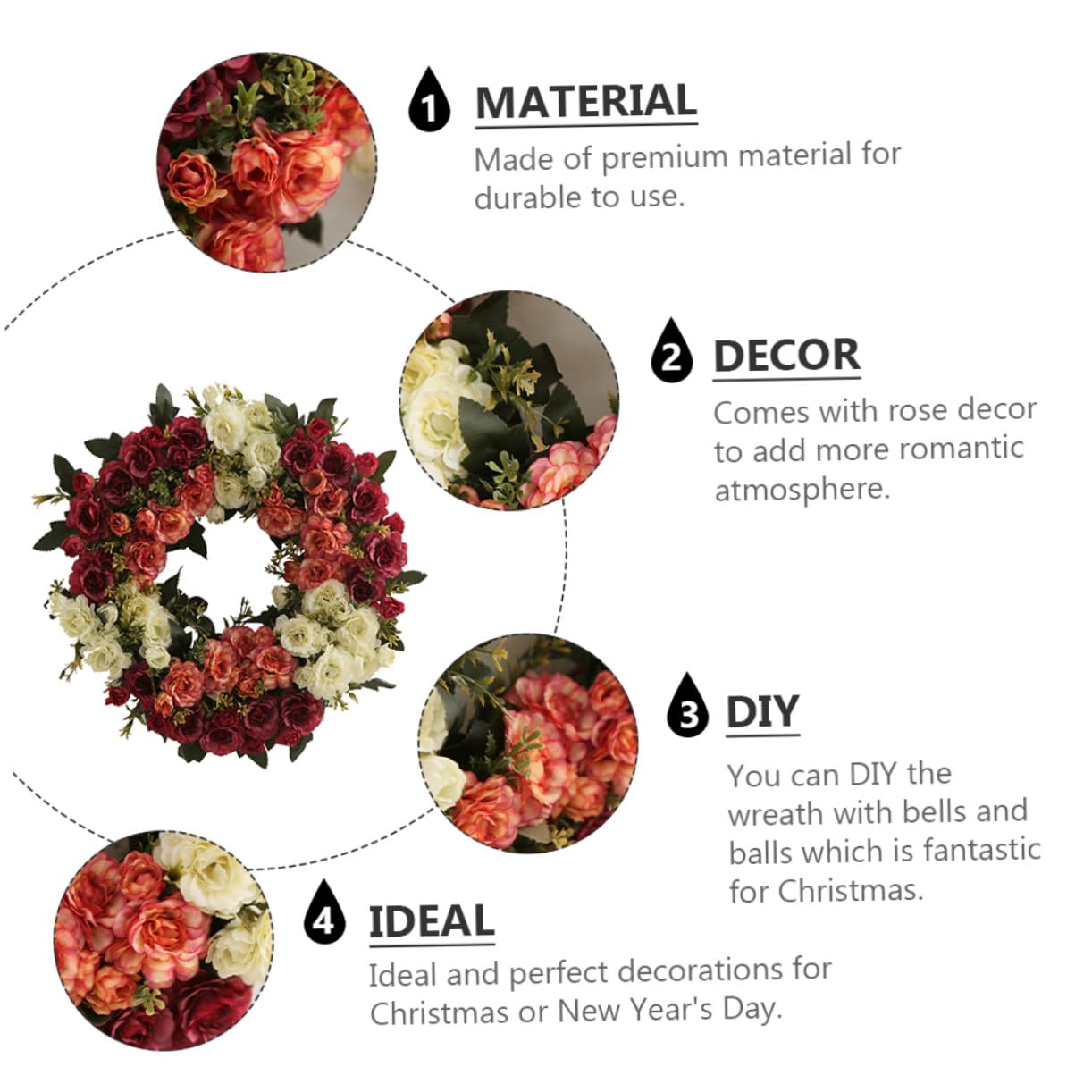 Guirnalda de Rosas de Imitación para Puerta y Pared, Estilo Europeo