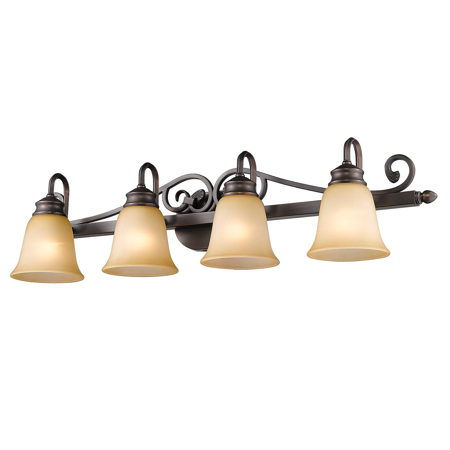 Golden Lighting Belle Meade 4 Light Bath Vanity in Rubbed Bronze with Tea Stone Glass